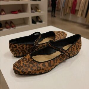 Time and Tru Leopard Print Mary Jane Flats - Brown/Black